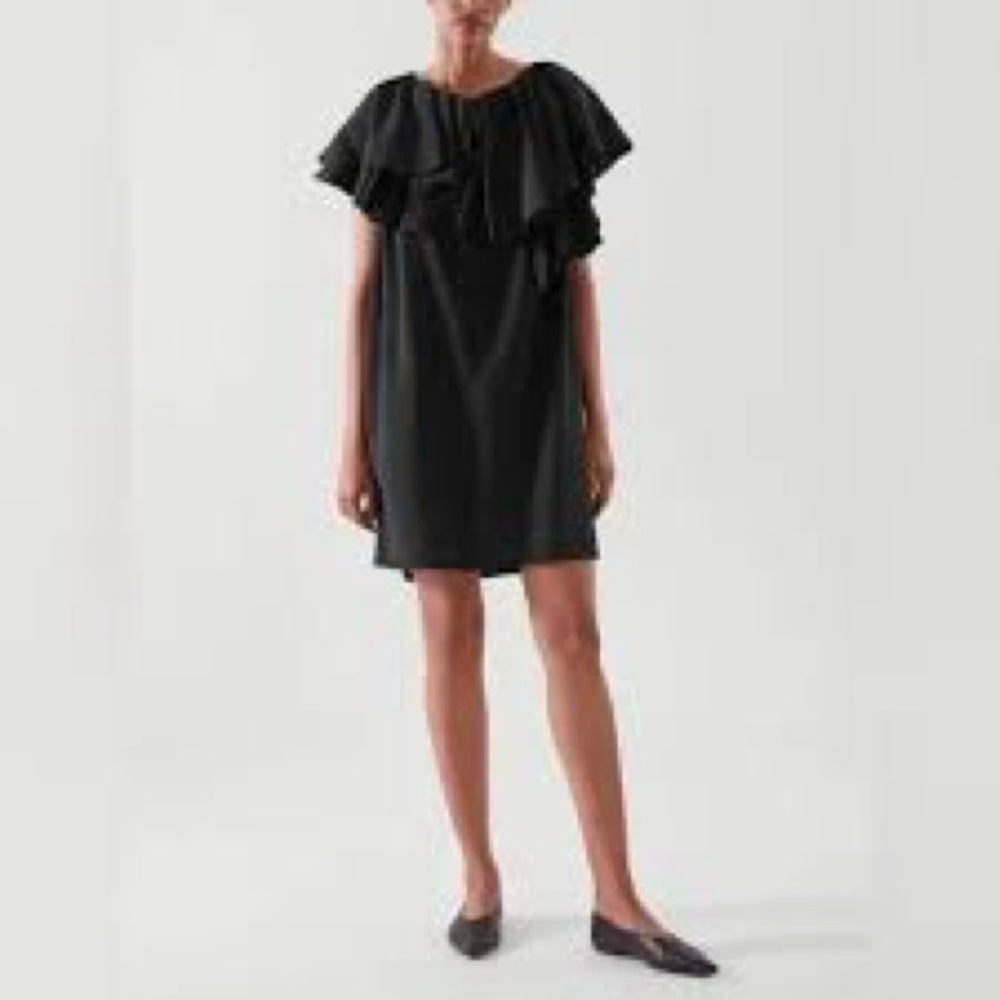 COS Black Ruffle Dress Size 8